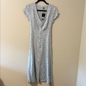 Reformation Naveen Dress - Air, Light Blue V-Neck Maxi Sundress